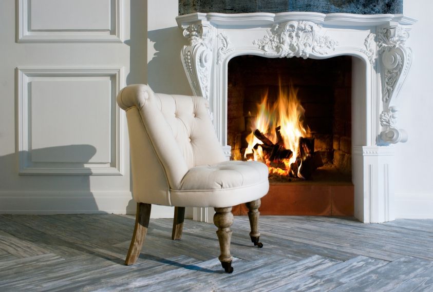 White Ornate Fireplace