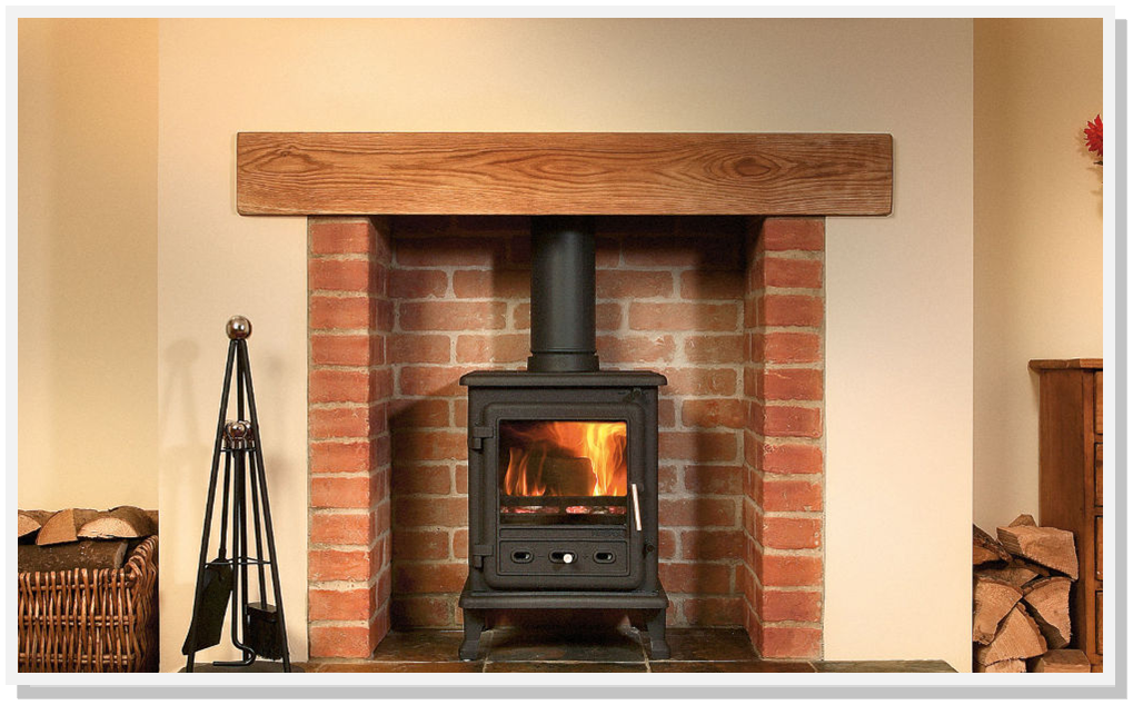 Traditional wood burning fireplace with a flue and chimney from Real Flame