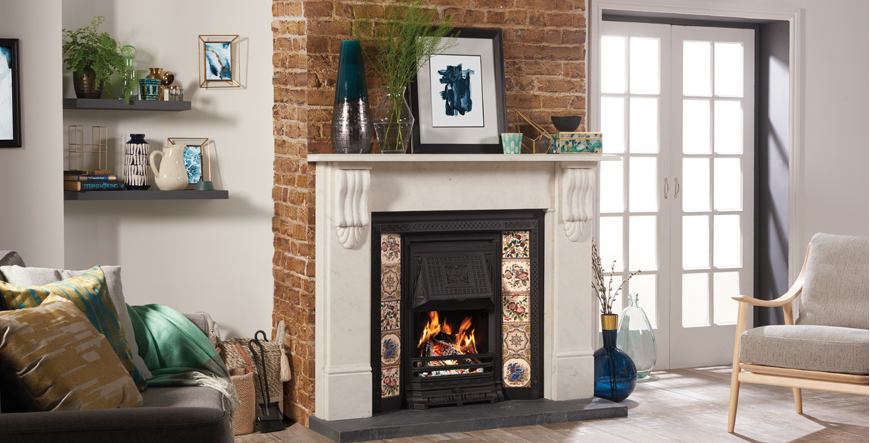 Tiled fireplace from gazco